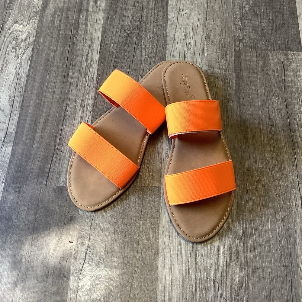 SUNNY FEET BRIGHT ORANGE SLIP ON SANDAL